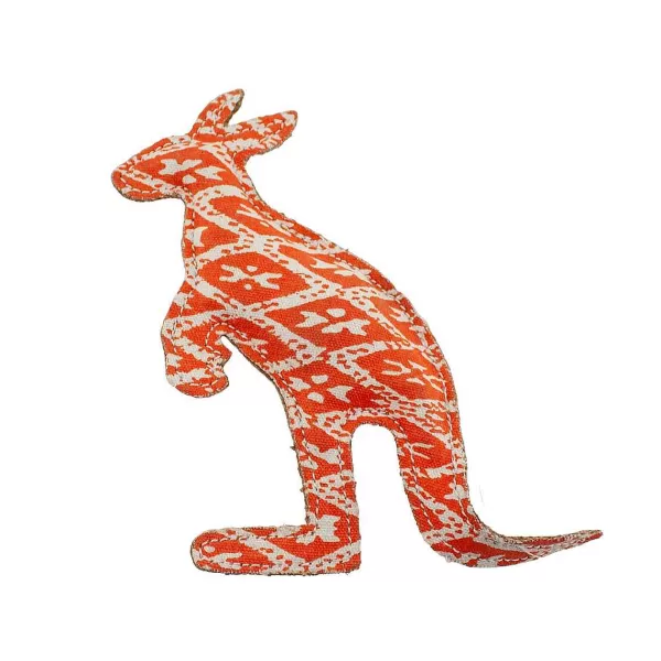 Clearance Dawgeee Play Printed Jute Canvas Coral Kangaroo 8" Dog Toy Dog Toys