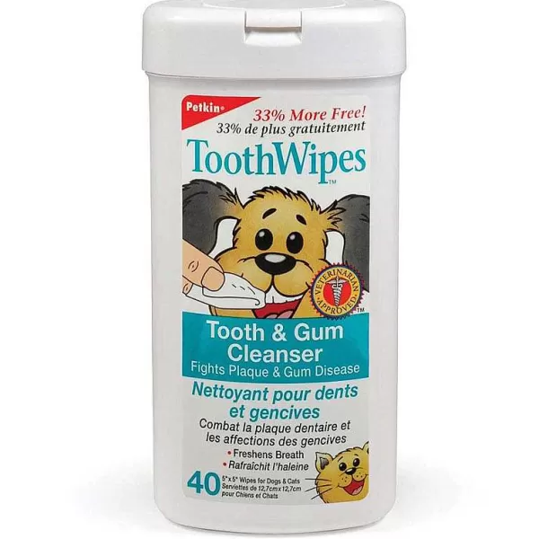 Hot Petkin Tooth Wipes For Clean Gums And Teeth - 40Ct Dental Care