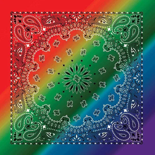 Hot Rainbow Paisley Dog Bandana - Colorful Poly/Cotton Blend Bandanas