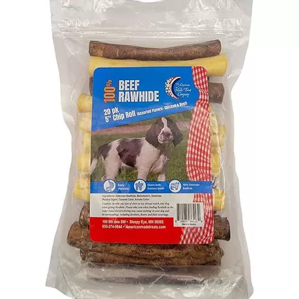 Hot Rawhide Beef 5 Inch Assorted Flavor Chip Roll - 20 Pack Dog Treats