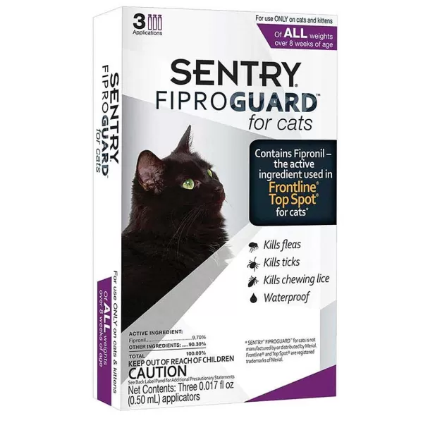 Outlet Sentry Fiproguard Topical For Cats And Kittens Squeeze-On Over 1.5 Lbs 3 Count Flea & Tick