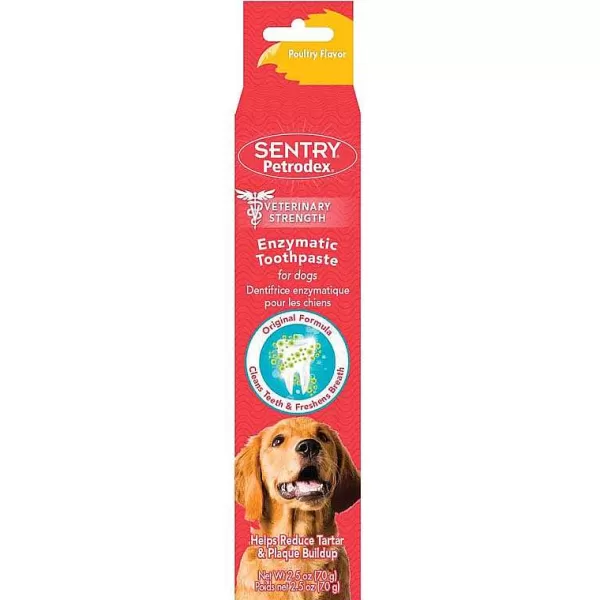 New Sentry Petrodex Enzymatic Toothpaste For Dogs Poultry Flavor 2.5 Oz Dental Care