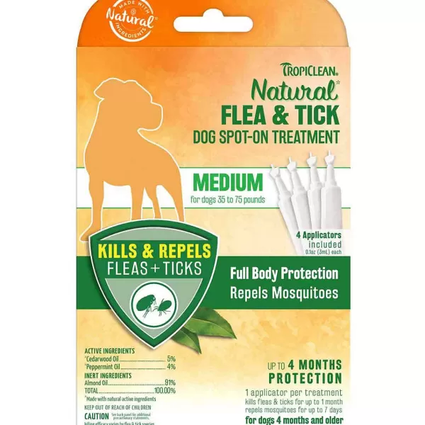 Sale Tropiclean Natural Flea & Tick Spot On Treatment Medium Dog 4Ct Flea & Tick
